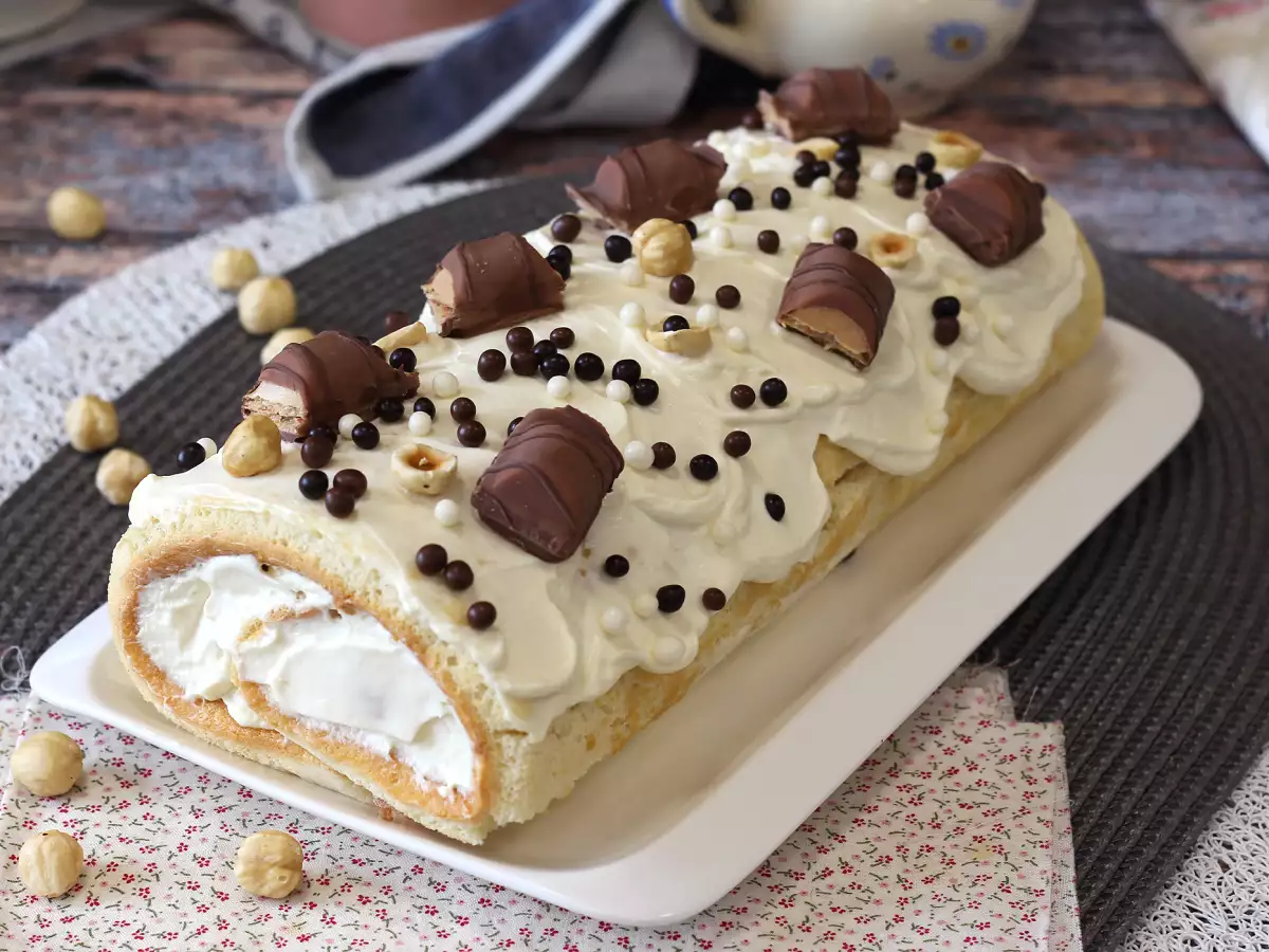 Egyszerű Kinder Bueno-ízű tekercs, tökéletes születésnapi tortának vagy karácsonyi farönknek! - fotó 4