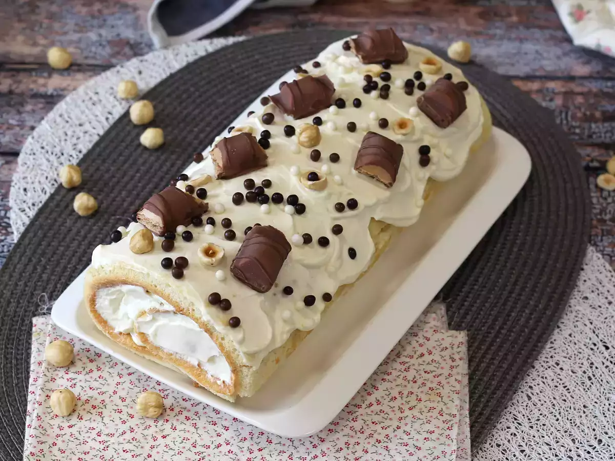 Egyszerű Kinder Bueno-ízű tekercs, tökéletes születésnapi tortának vagy karácsonyi farönknek! - fotó 8