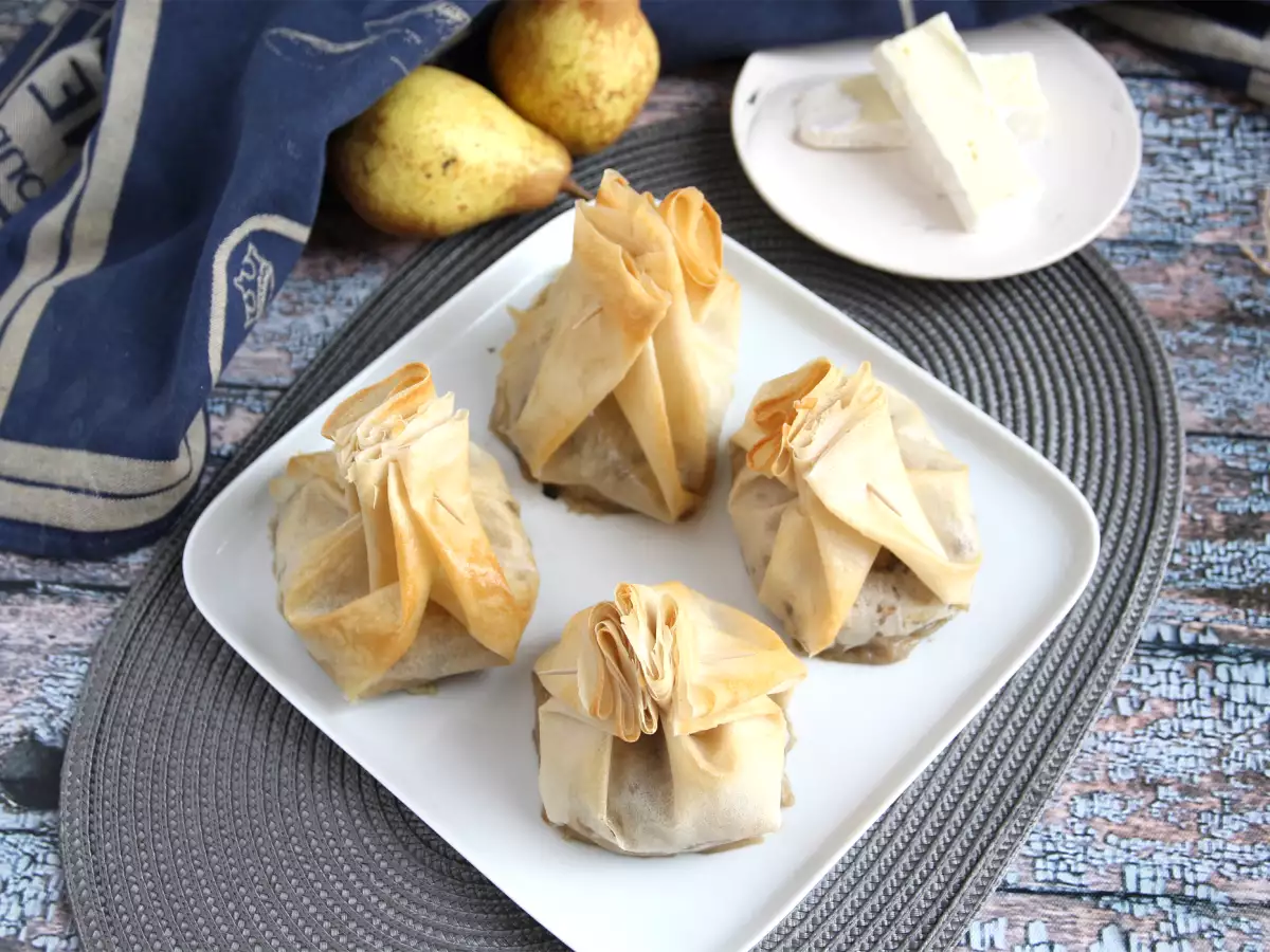 Extra ropogós gomba, Brie sajt és körte aumônières - fotó 2