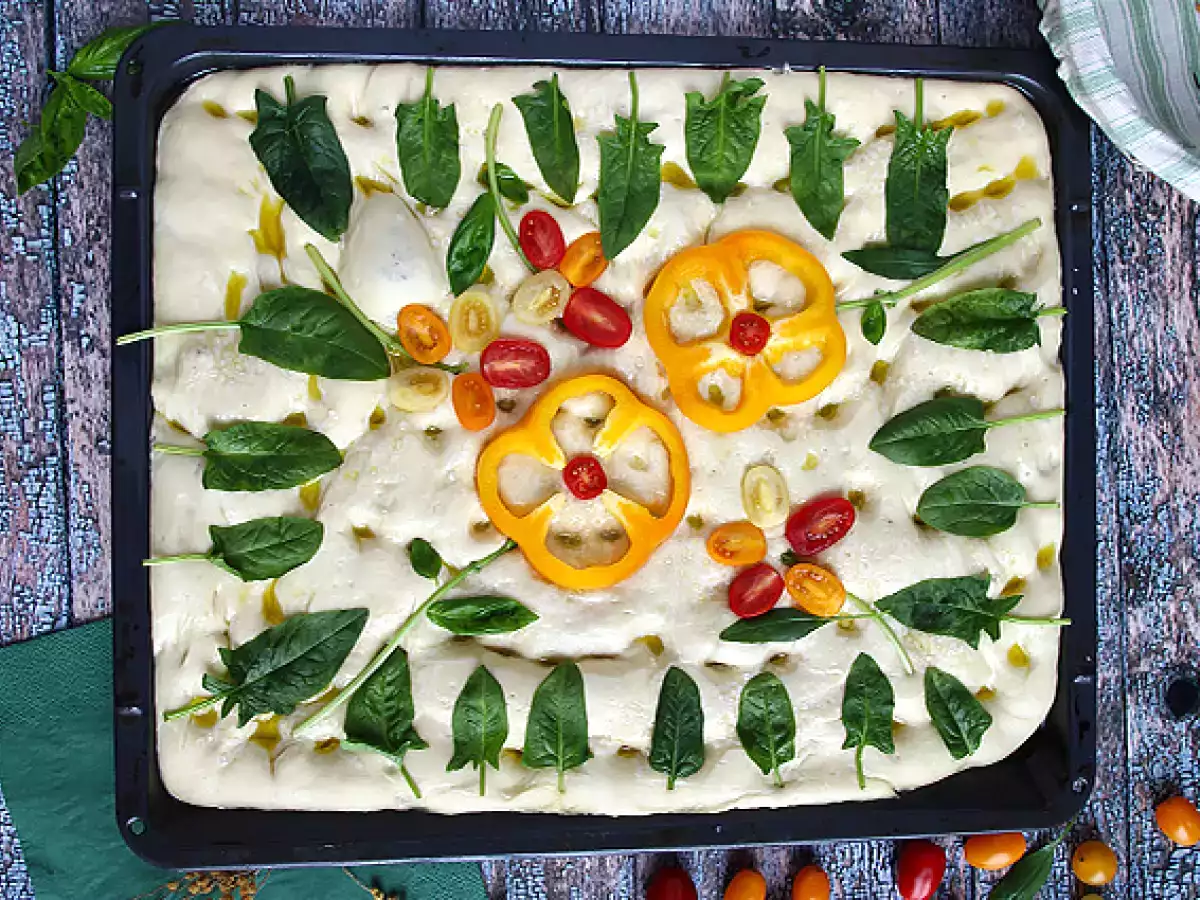 Focaccia virágok - focaccia art - fotó 2