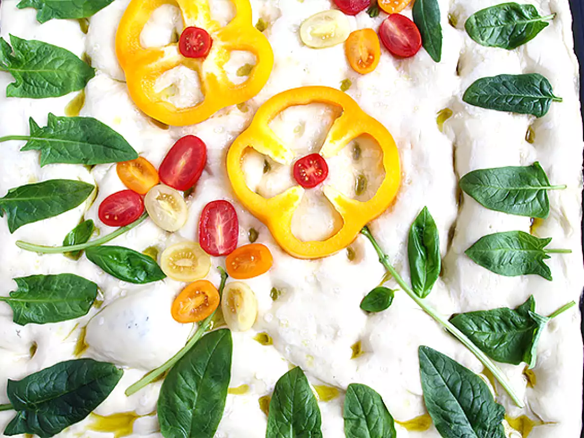 Focaccia virágok - focaccia art - fotó 4