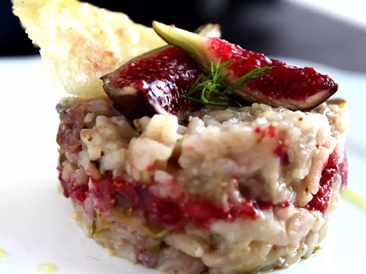 Füge, gorgonzola és sonka rizottó - fotó 2