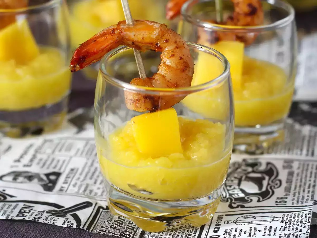 Garnélarák és mangó verrines édes és sós aperitifként - fotó 2