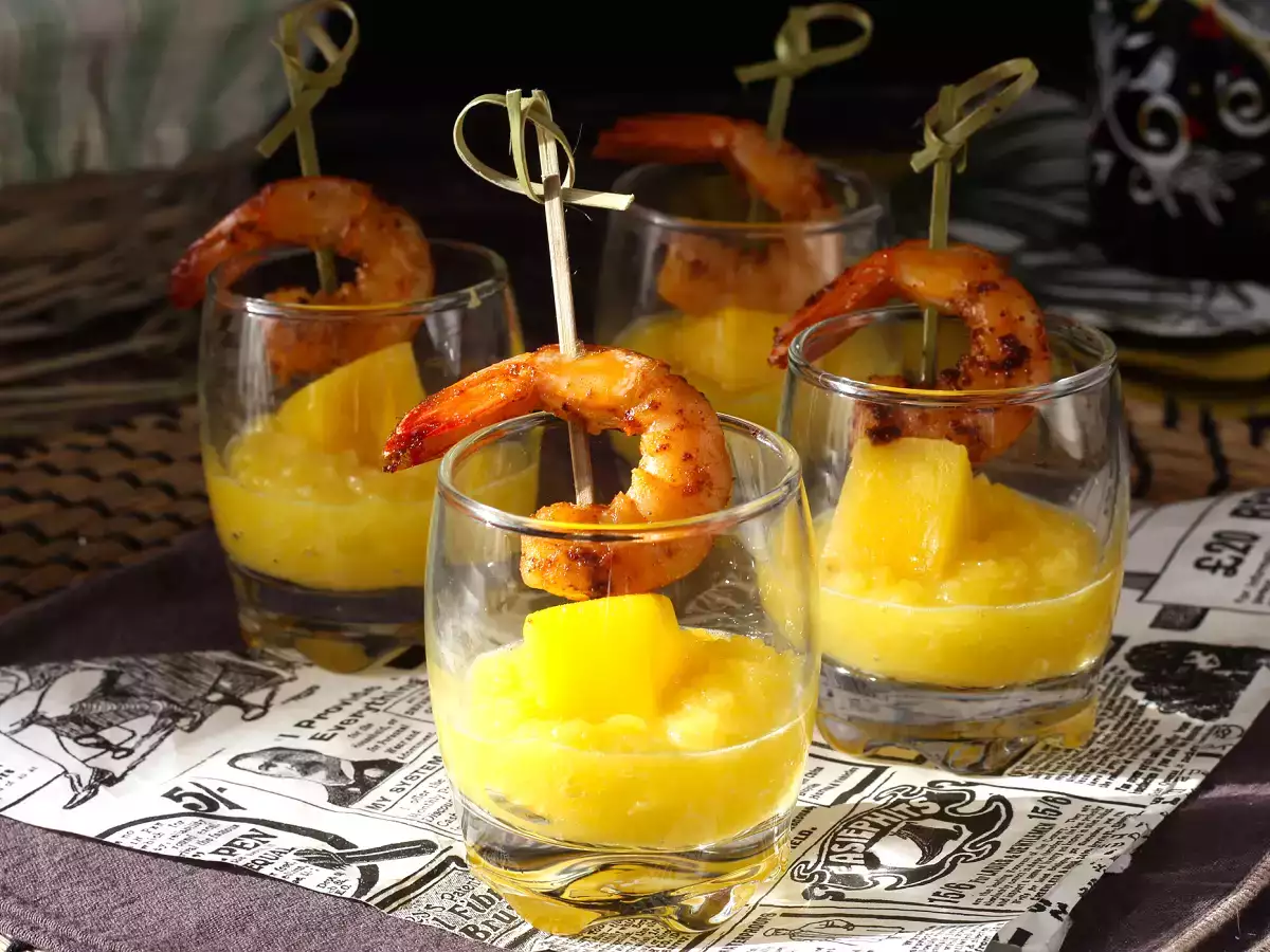 Garnélarák és mangó verrines édes és sós aperitifként - fotó 3