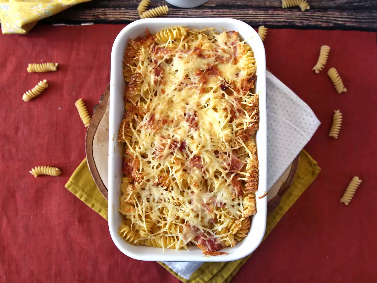 Gratin sonka és sajt tészta az airfryerben - fotó 3