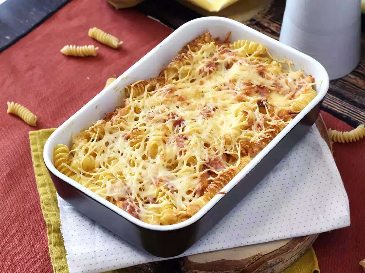 Gratin sonka és sajt tészta az airfryerben - fotó 6