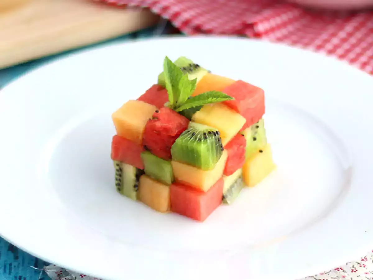 Gyümölcs Rubik-kocka, a dizájner gyümölcssaláta