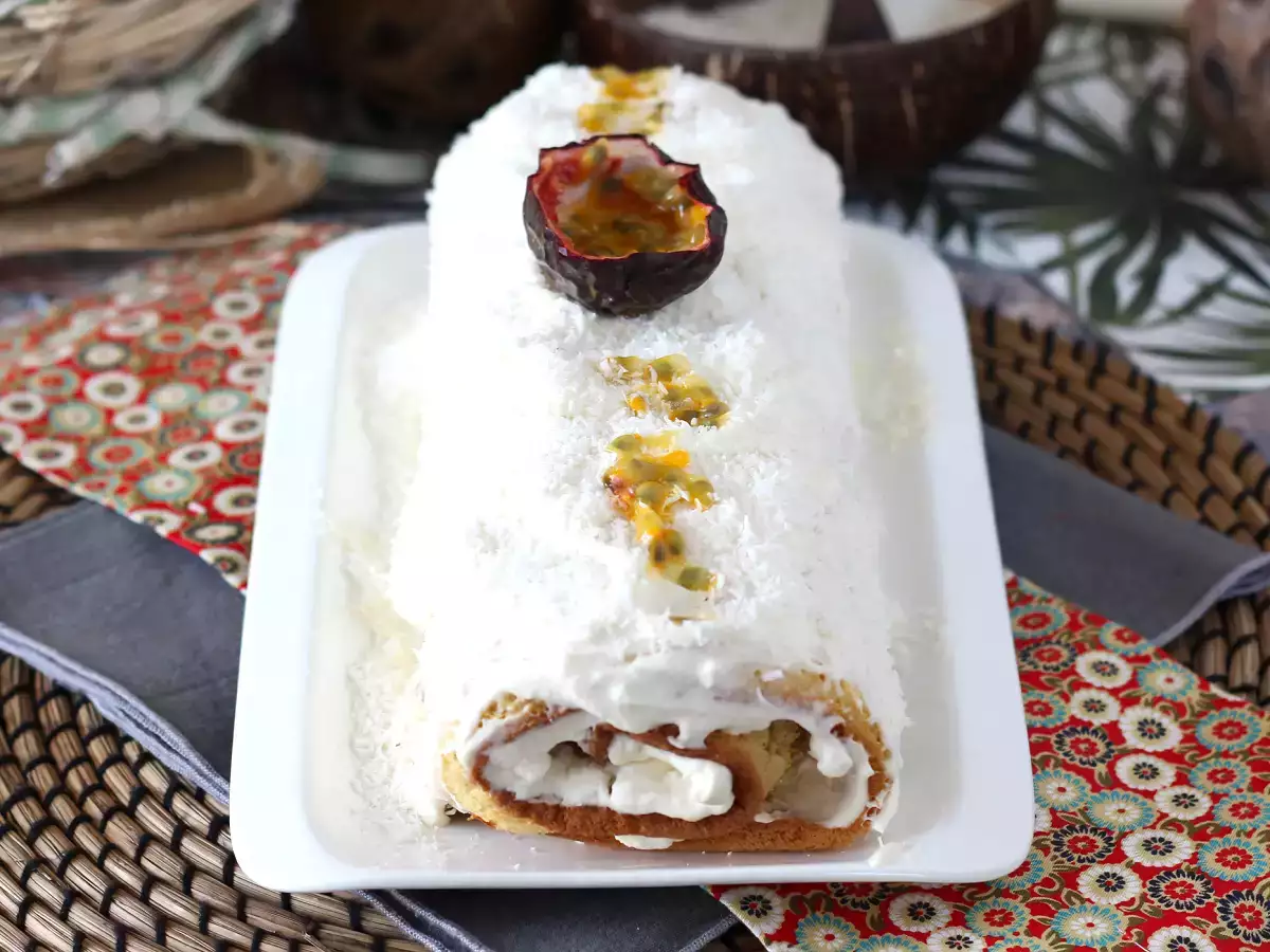 Kókuszos maracuja tekercs, tökéletes Yule lognak