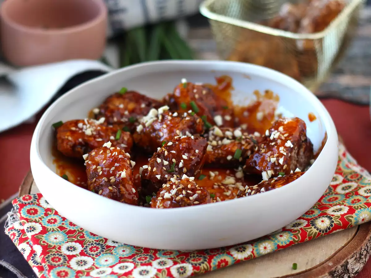 Koreai sült csirke fűszeres gochujang mártással - Dakgangjeong - fotó 2