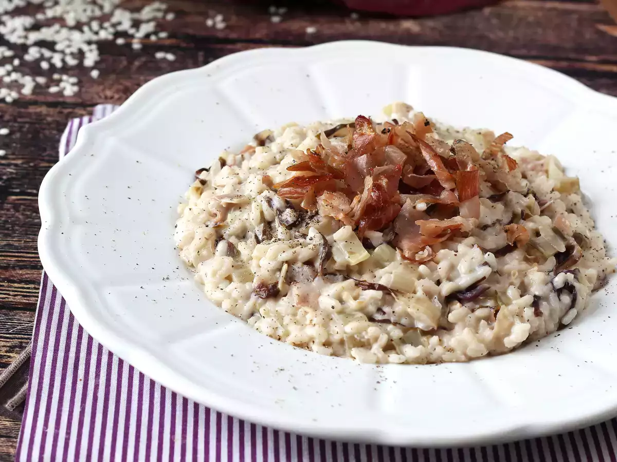 Krémes és ízletes radicchio, bacon és philadelphia rizottó - fotó 5