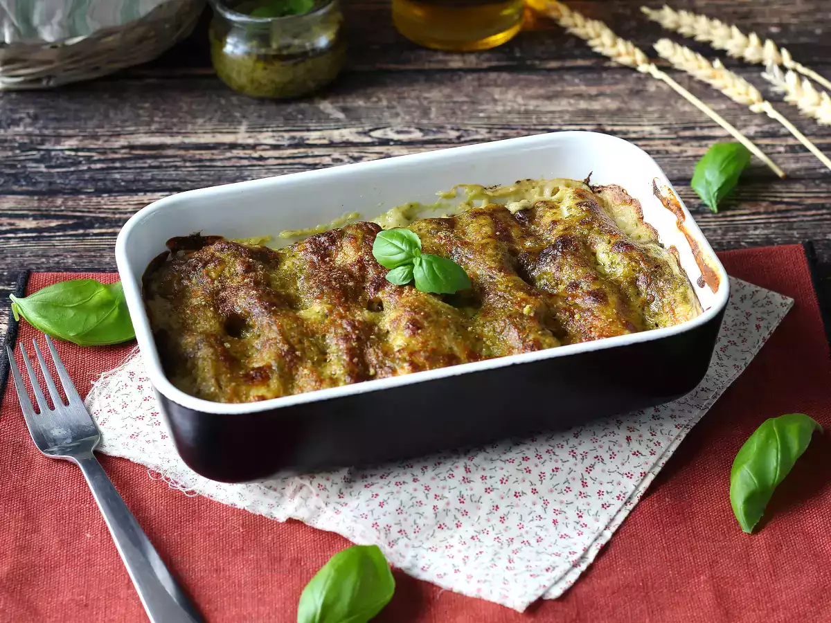Krémes pesto cannelloni au gratin: az egyszerű és ízletes recept - fotó 2