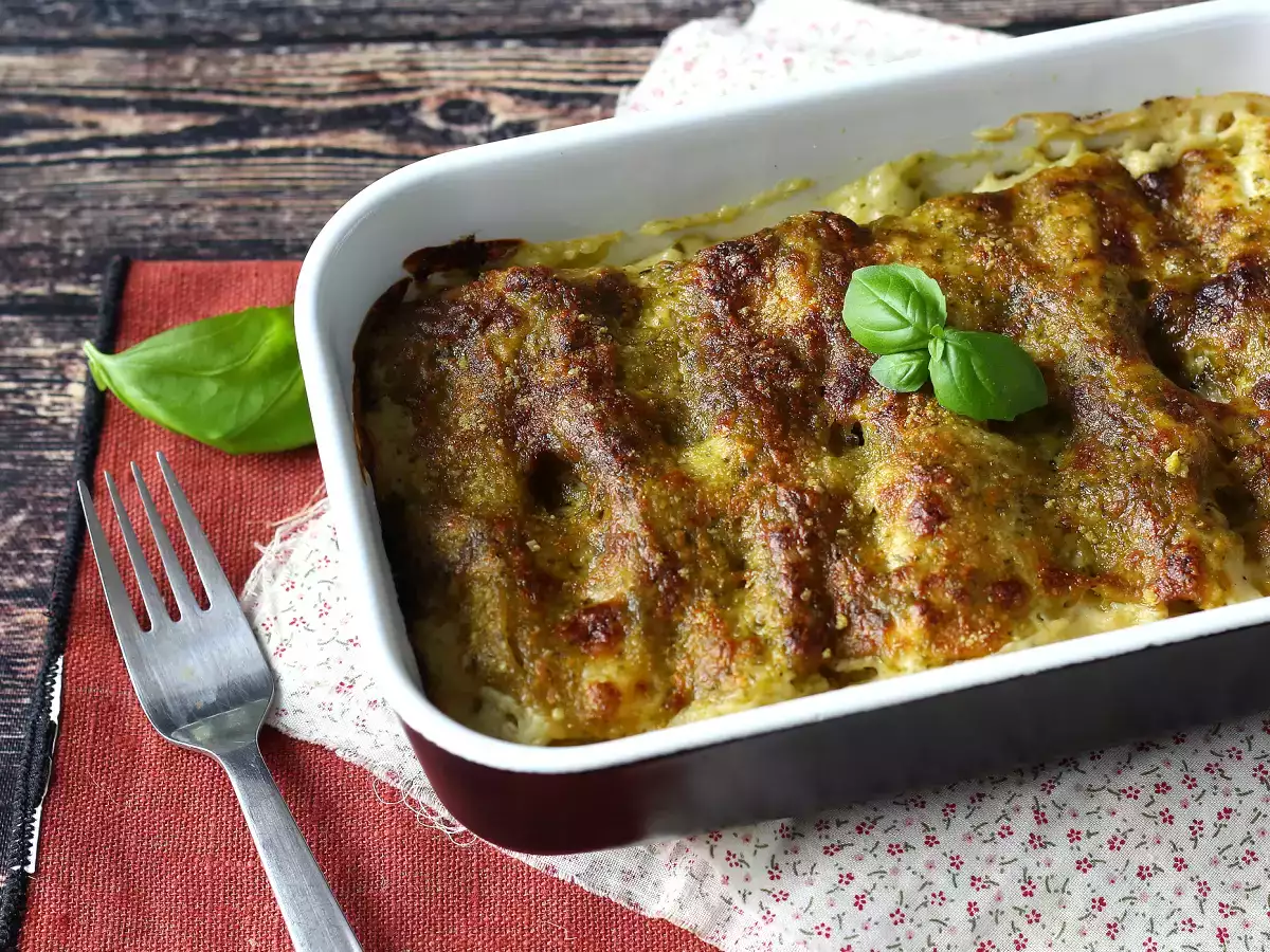 Krémes pesto cannelloni au gratin: az egyszerű és ízletes recept - fotó 3