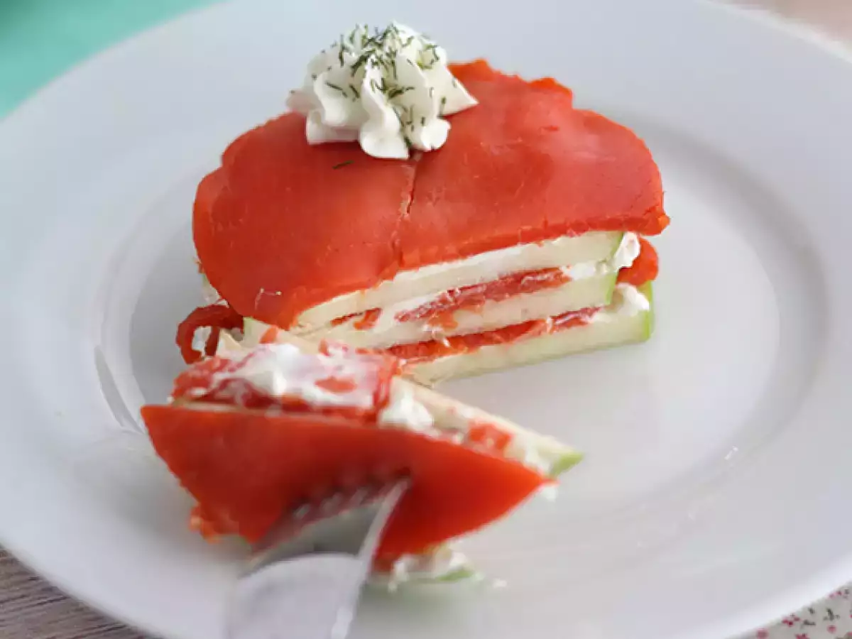 Lazac mille feuille zöld almával - fotó 2