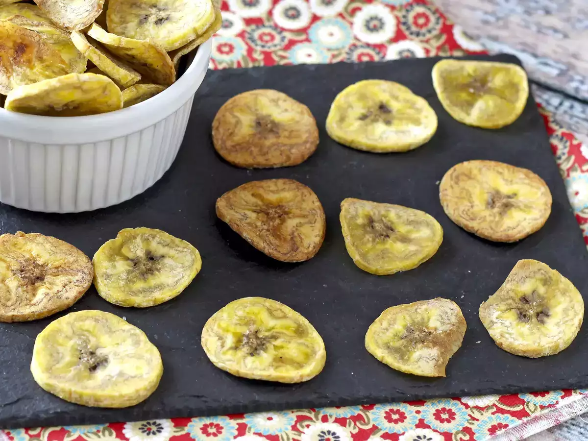 Plantain chips sütőben sütve
