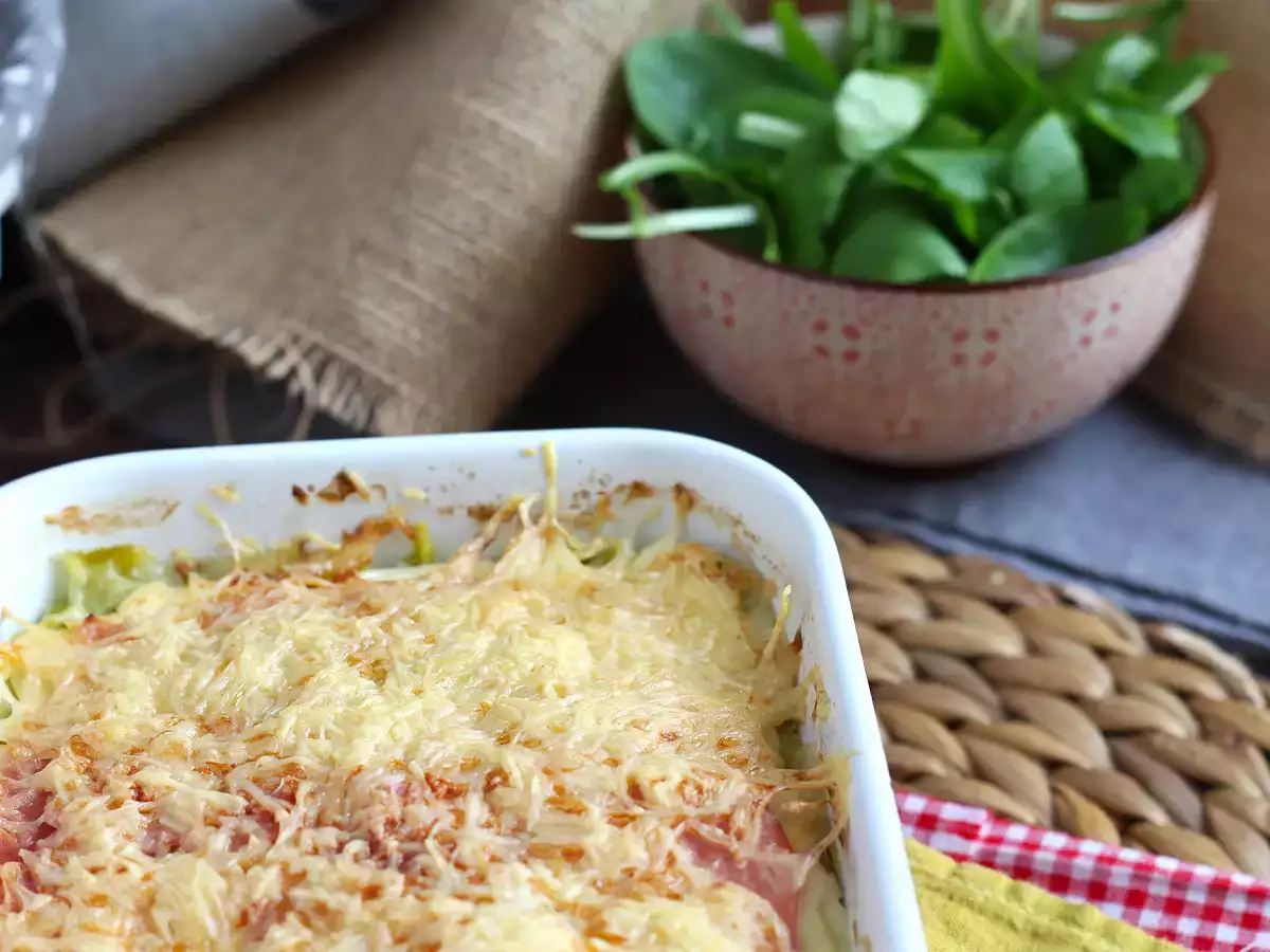 Póréhagyma gratinált főtt sonkával és sajttal - fotó 5
