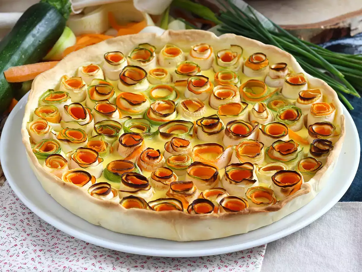 Rózsaszín cukkini és sárgarépa quiche - fotó 2