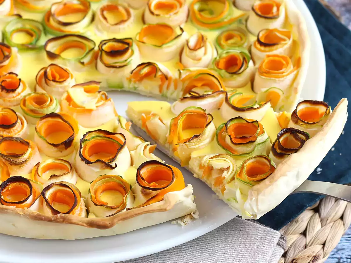 Rózsaszín cukkini és sárgarépa quiche - fotó 4