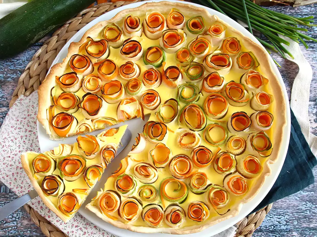 Rózsaszín cukkini és sárgarépa quiche - fotó 6