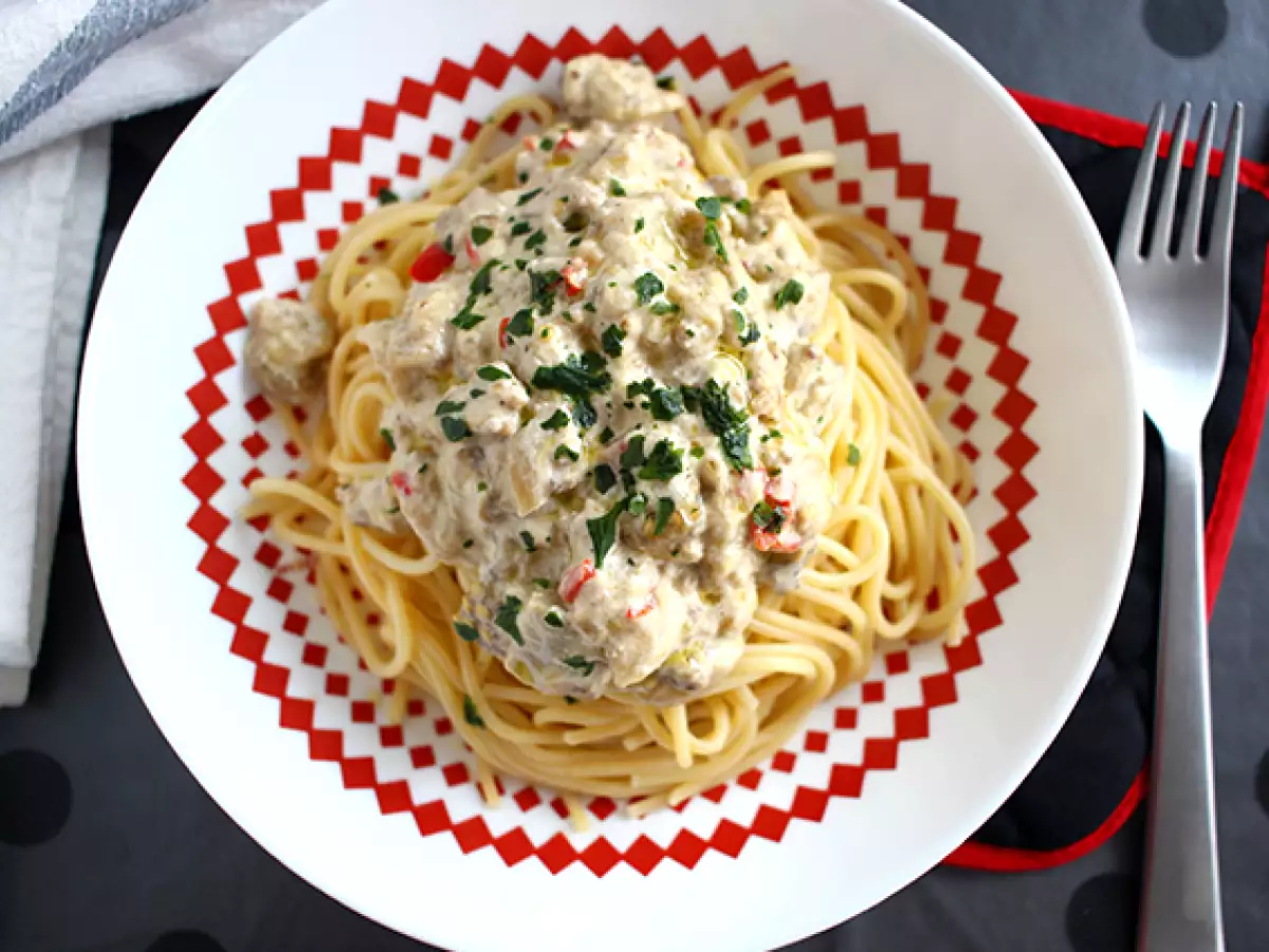 Spagetti padlizsán carbonarával - fotó 2