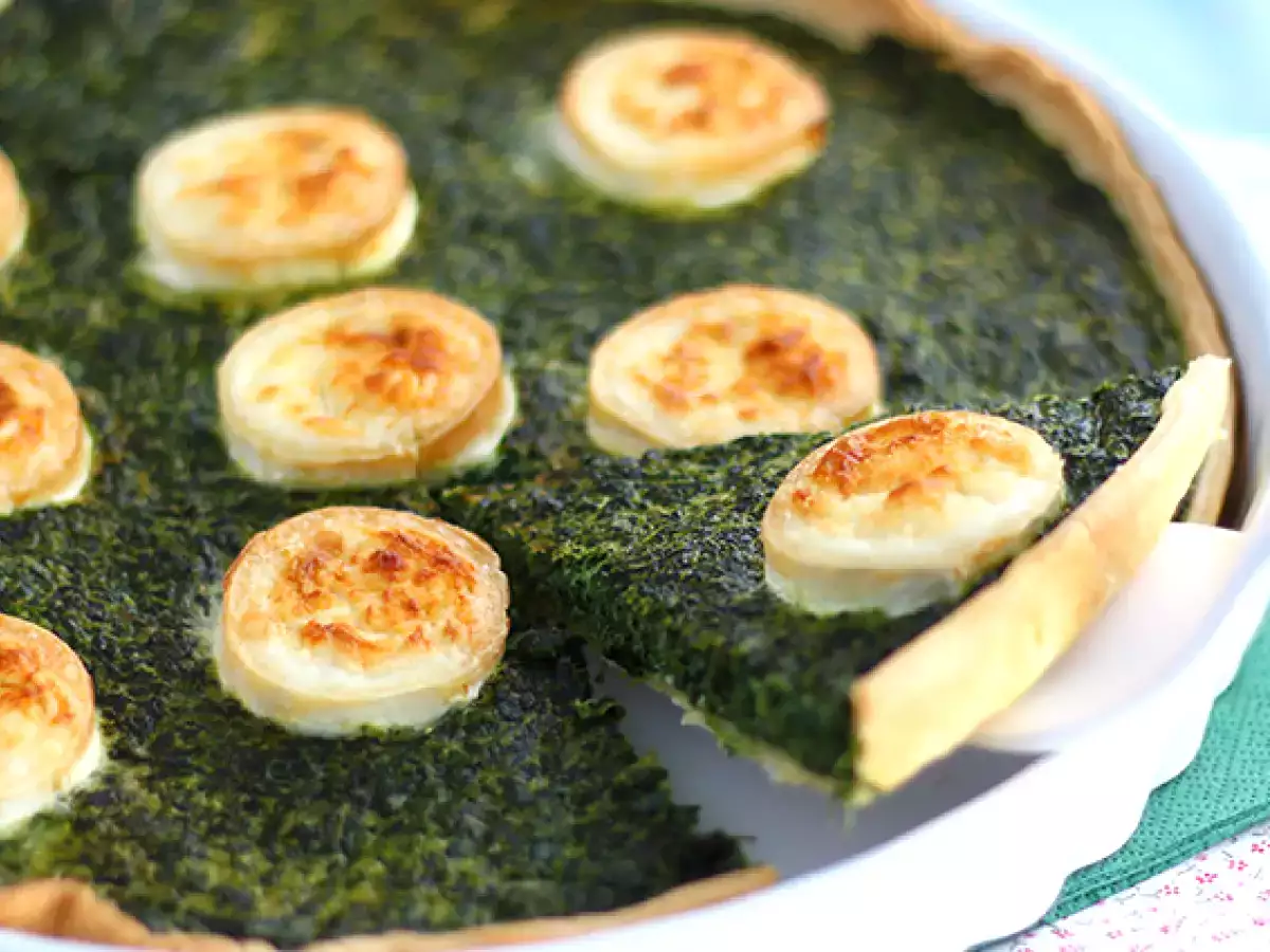 Spenótos és kecskesajtos quiche