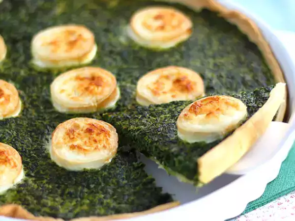 Recept Spenótos és kecskesajtos quiche