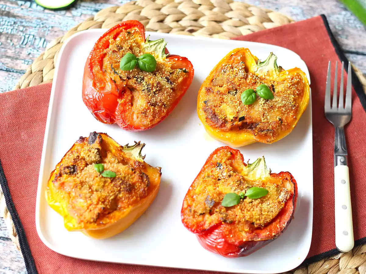 Sült vegetáriánus töltött paprika: az egyszerű és ízletes recept zöldségekkel és mozzarella sajttal - fotó 8