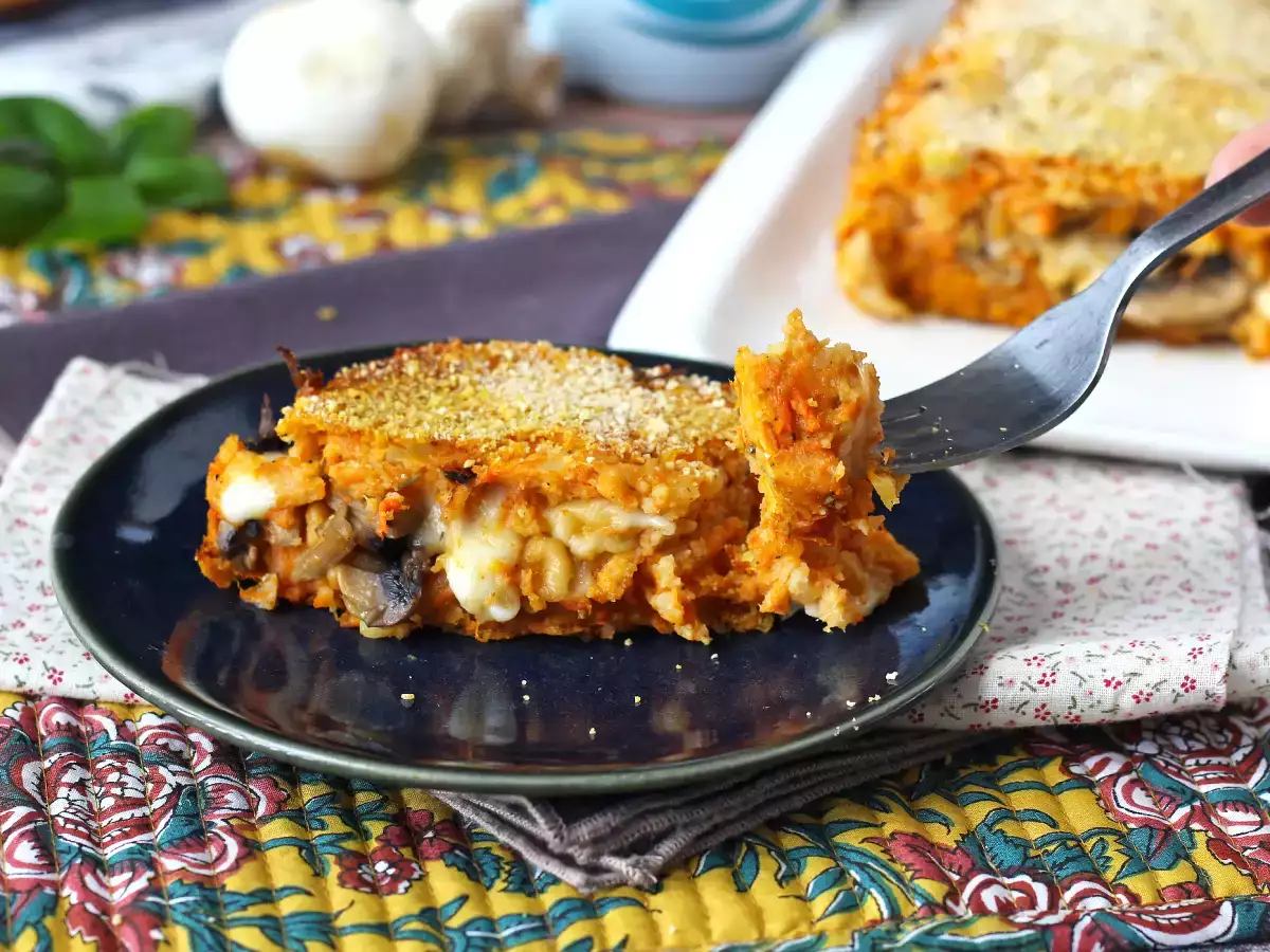 Sütőtök fasírt gombával és zsinóros scamorza sajttal: ízletes és könnyű sütött recept - fotó 2