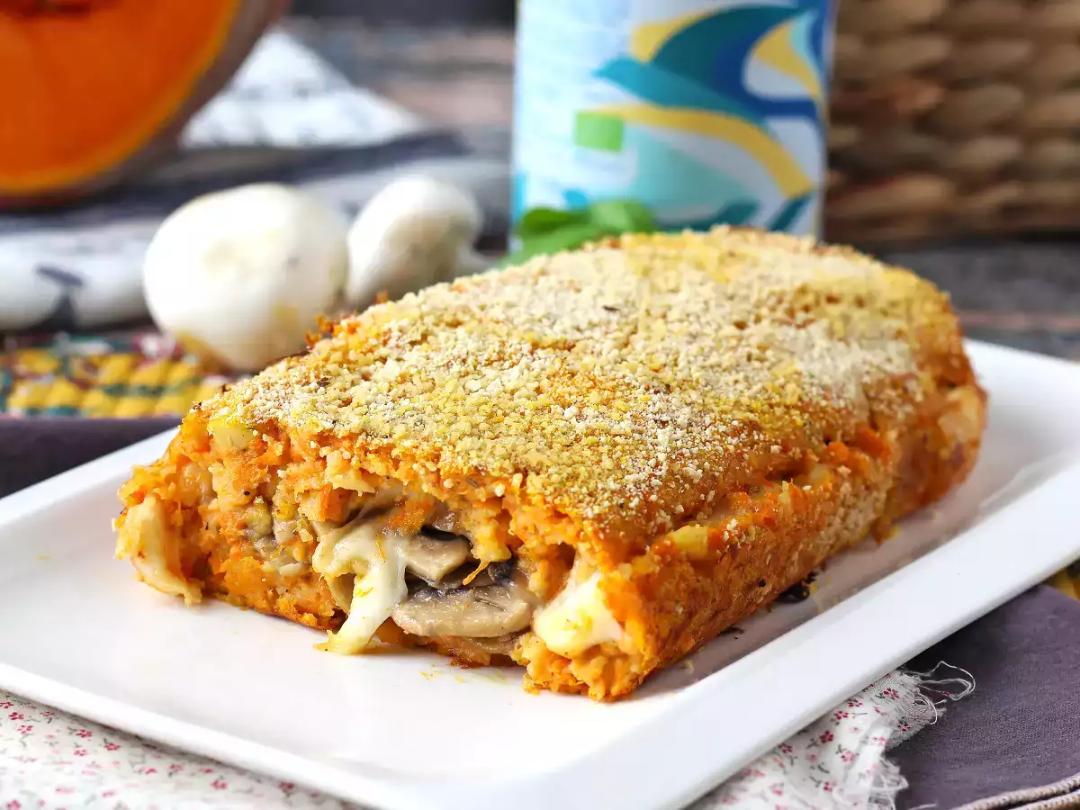 Sütőtök fasírt gombával és zsinóros scamorza sajttal: ízletes és könnyű sütött recept - fotó 4