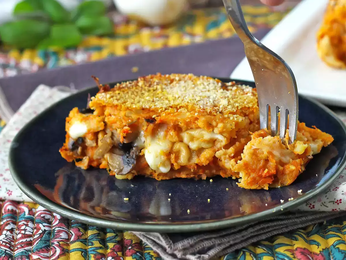 Sütőtök fasírt gombával és zsinóros scamorza sajttal: ízletes és könnyű sütött recept - fotó 6