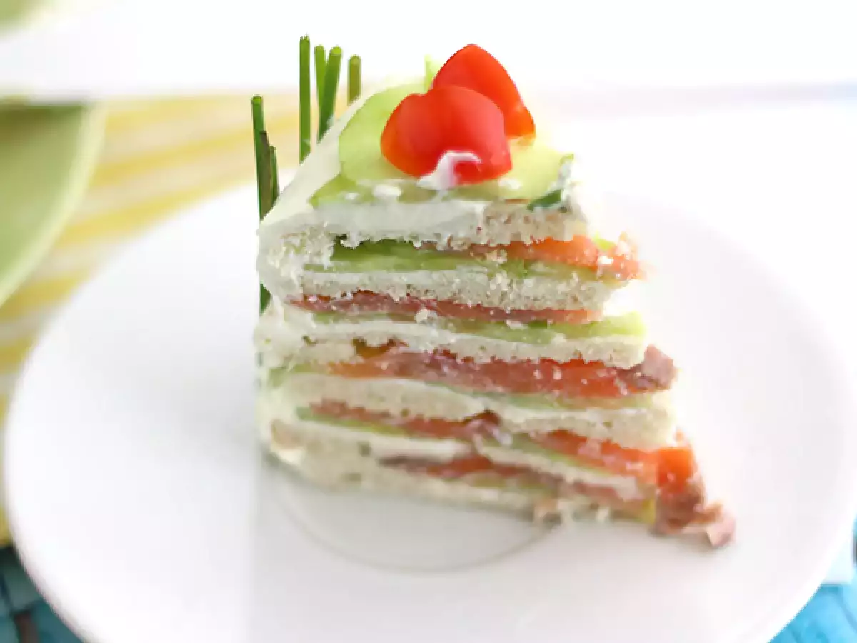 Szendvicstorta, a friss aperitif torta - fotó 5