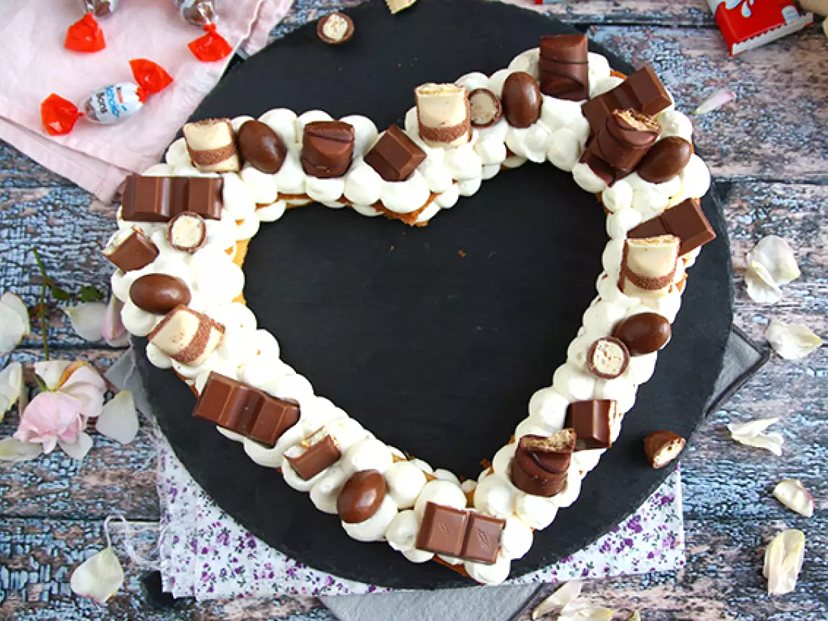 Szív torta au Kinder - Kinder szív torta Valentin-napra