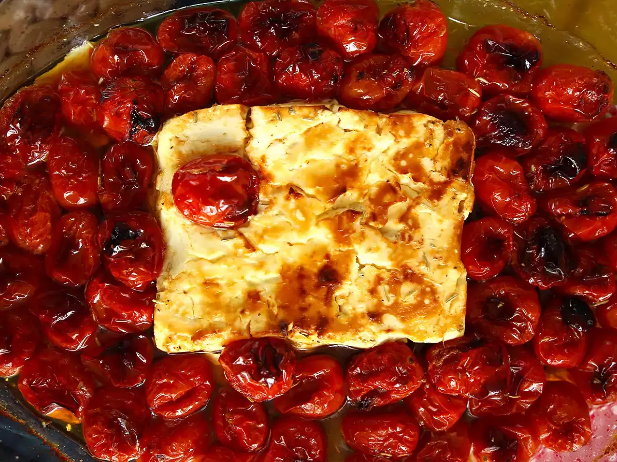 Tagliatelle feta cseresznyeparadicsom - sült feta tészta - fotó 3