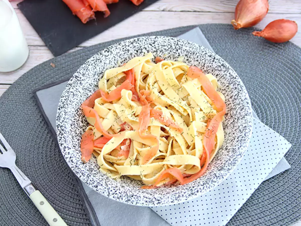 Tagliatelle füstölt lazaccal és kaporral - fotó 5