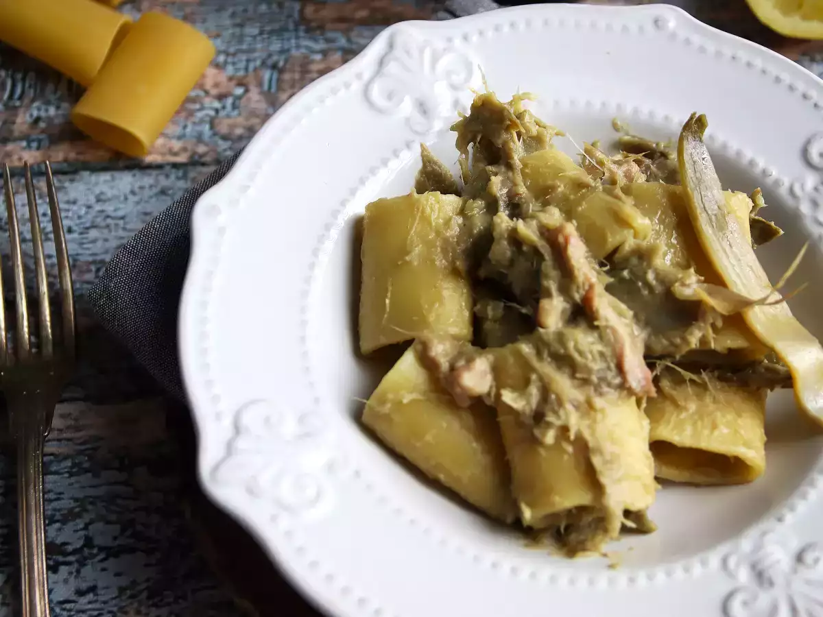Tészta articsókával és szalonnával, egy ízletes és könnyen elkészíthető első fogás - fotó 2