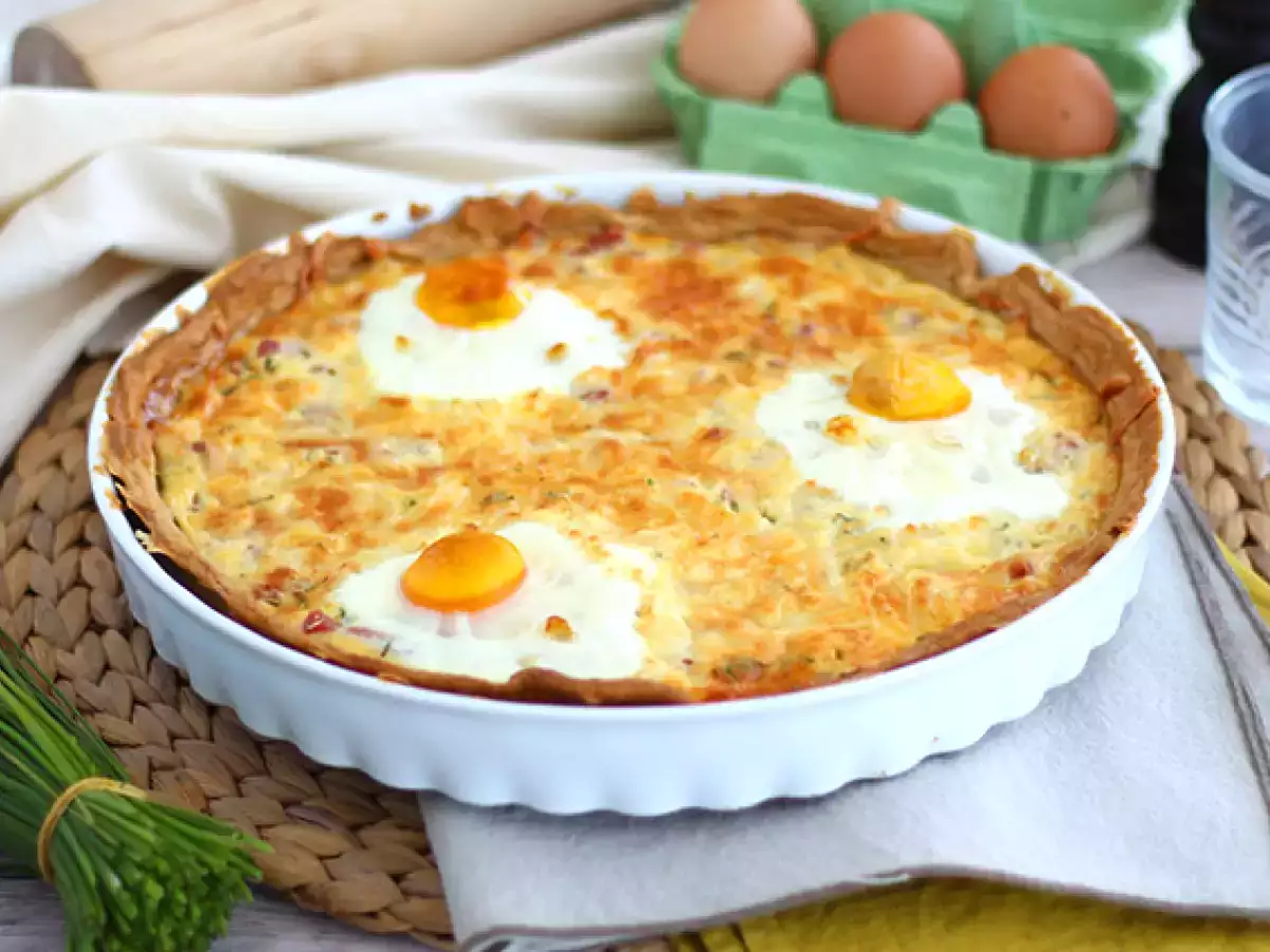 Tojásos sonkás quiche - fotó 2