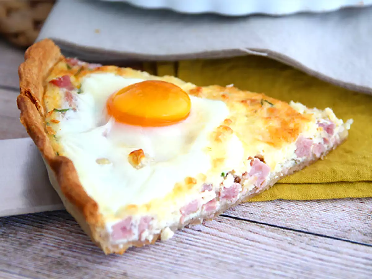 Tojásos sonkás quiche - fotó 3