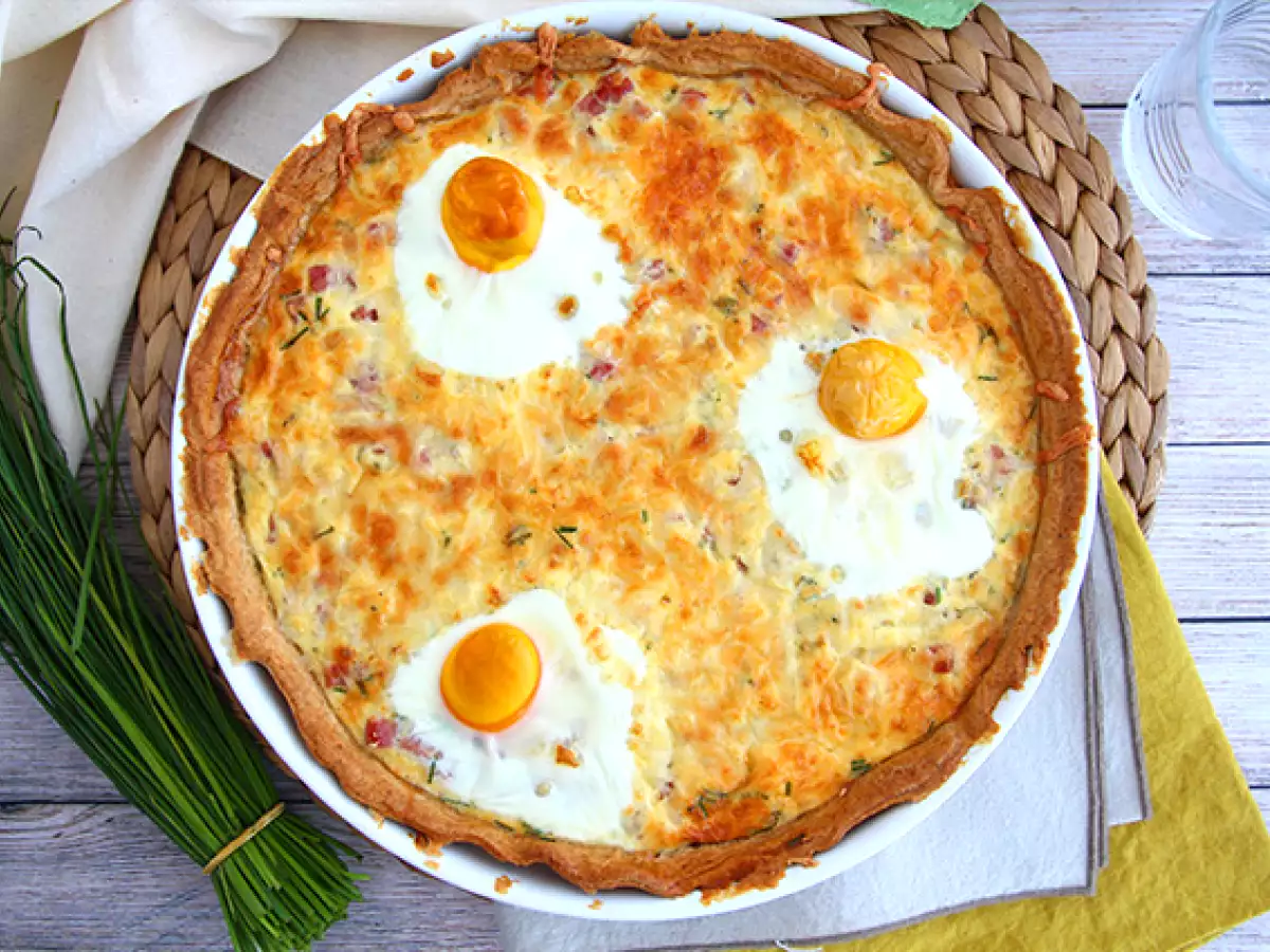 Tojásos sonkás quiche - fotó 4